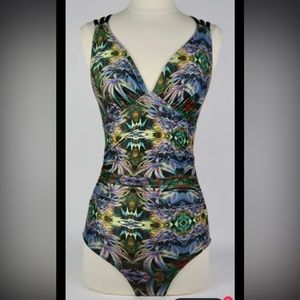 Aquadelics vintage cross back one piece swimming suit New xs